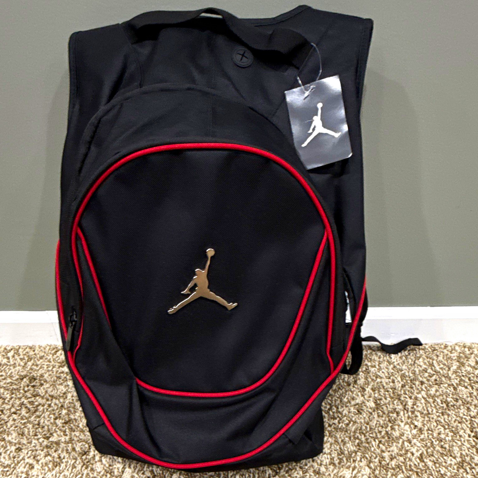 Jordan Jumpman Black/Red Zip Backpack Medium Men’s Adjustable Padded Straps