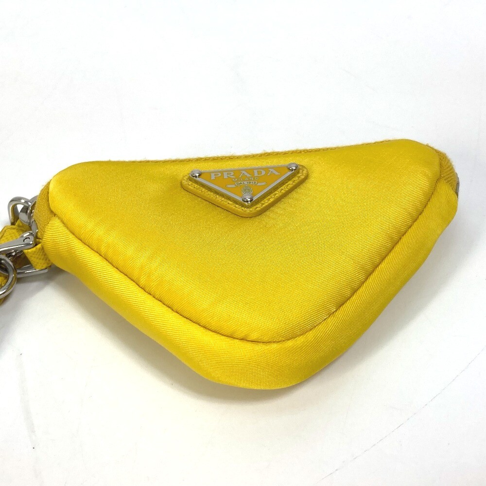 PRADA 2TT140 triangular plate Re Nylon Key ring with neck strap Pouch Unused