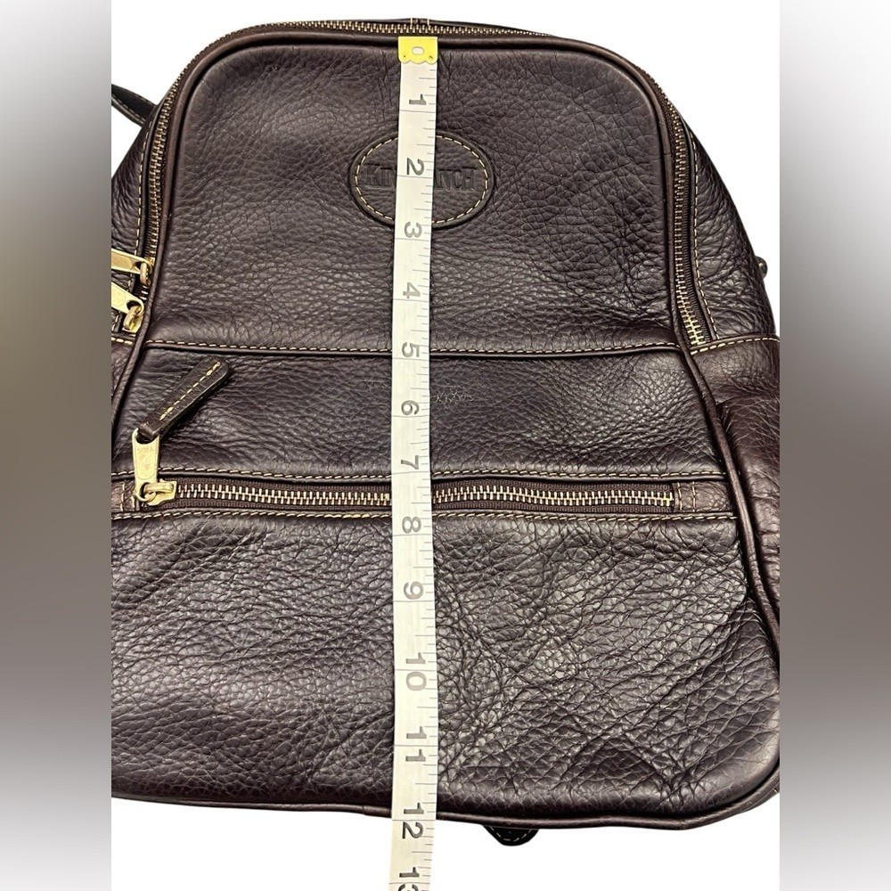 King Ranch Classic Dark Brown Leather 2 Compartments Adjustable Straps Backpack