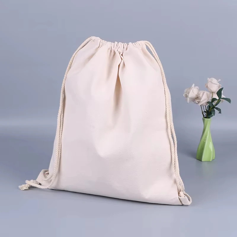 Canvas Bag Shoulders Drawstring Bundle Pockets Shopping Student Backpack Bag Cot