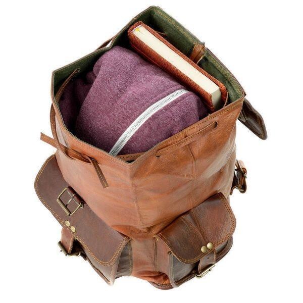 Genuine Vintage Leather Laptop Backpack Knapsack Rucksack Travel Bag Men & Women