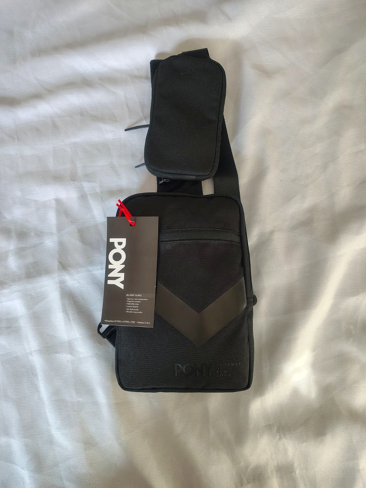 $49 NWT Mens Pony Crossbody Bag Color Black 10″x6.5″x2″
