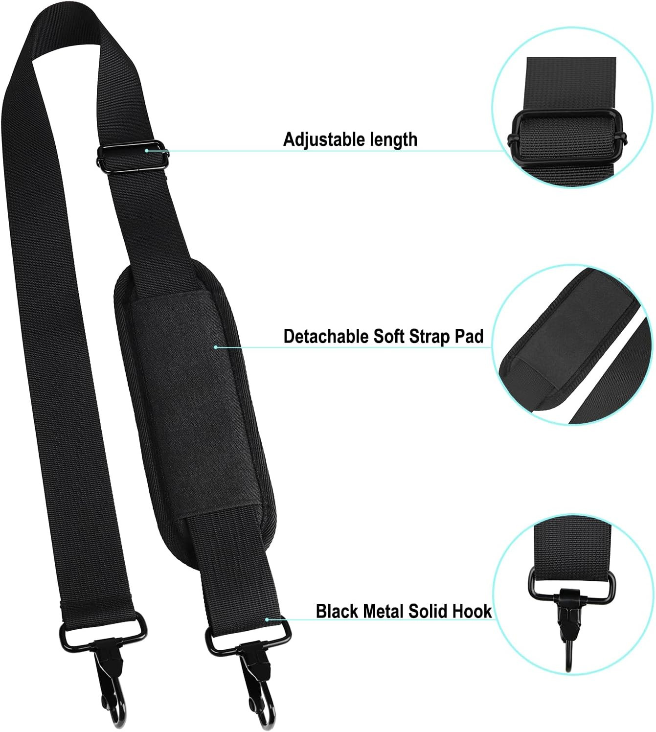 56 inch Shoulder Strap, Universal Adjustable Thick Soft Duffel Bag Shoulder Stra