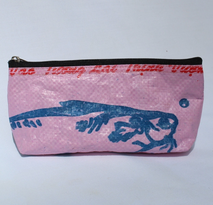 Recycled Fish Feed Pencil Case Hand Made in Cambodia Fairtrade