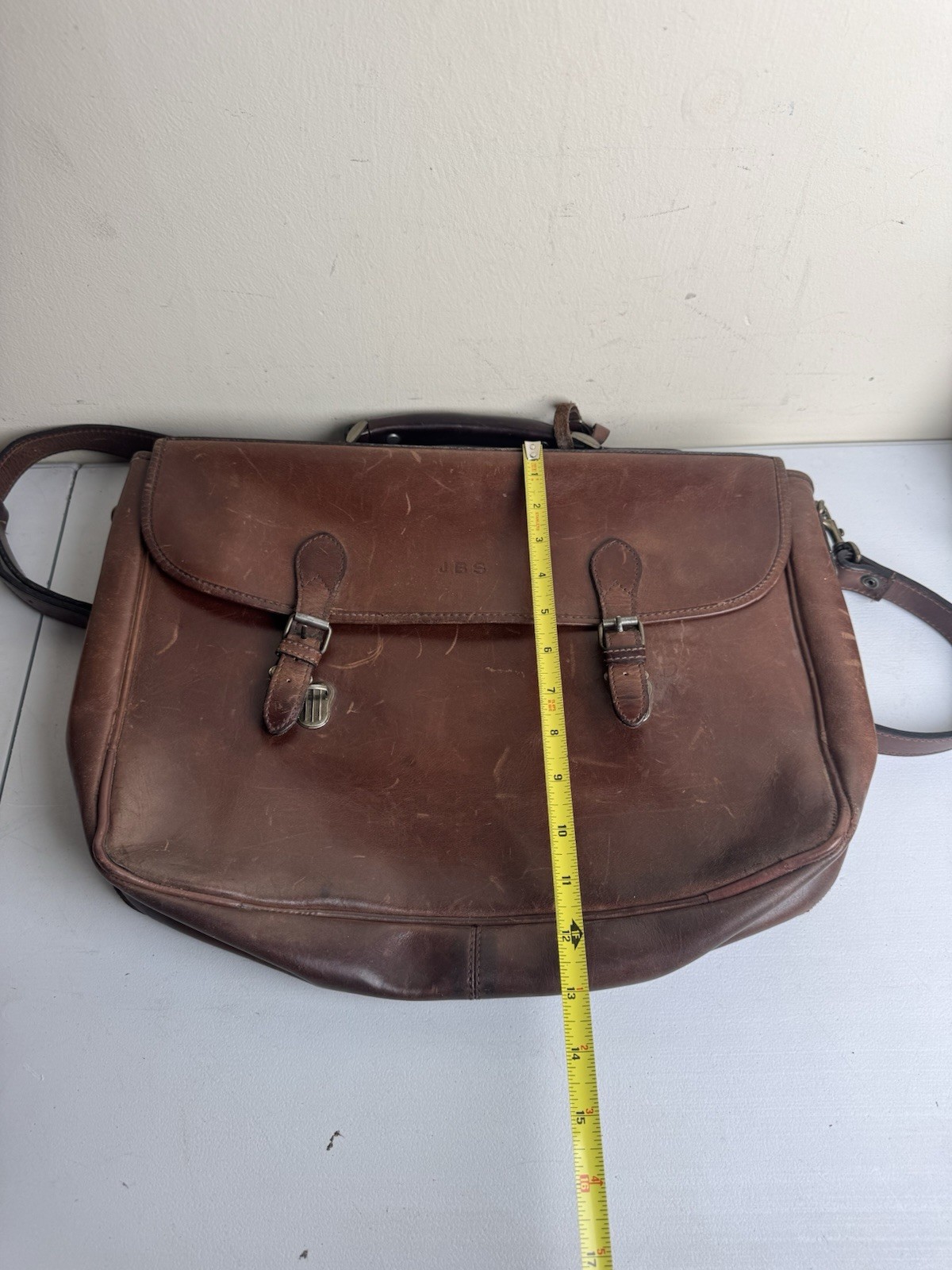 VTG Johnson & Murphy JBS Briefcase Shoulder Leather Bag Brown Color