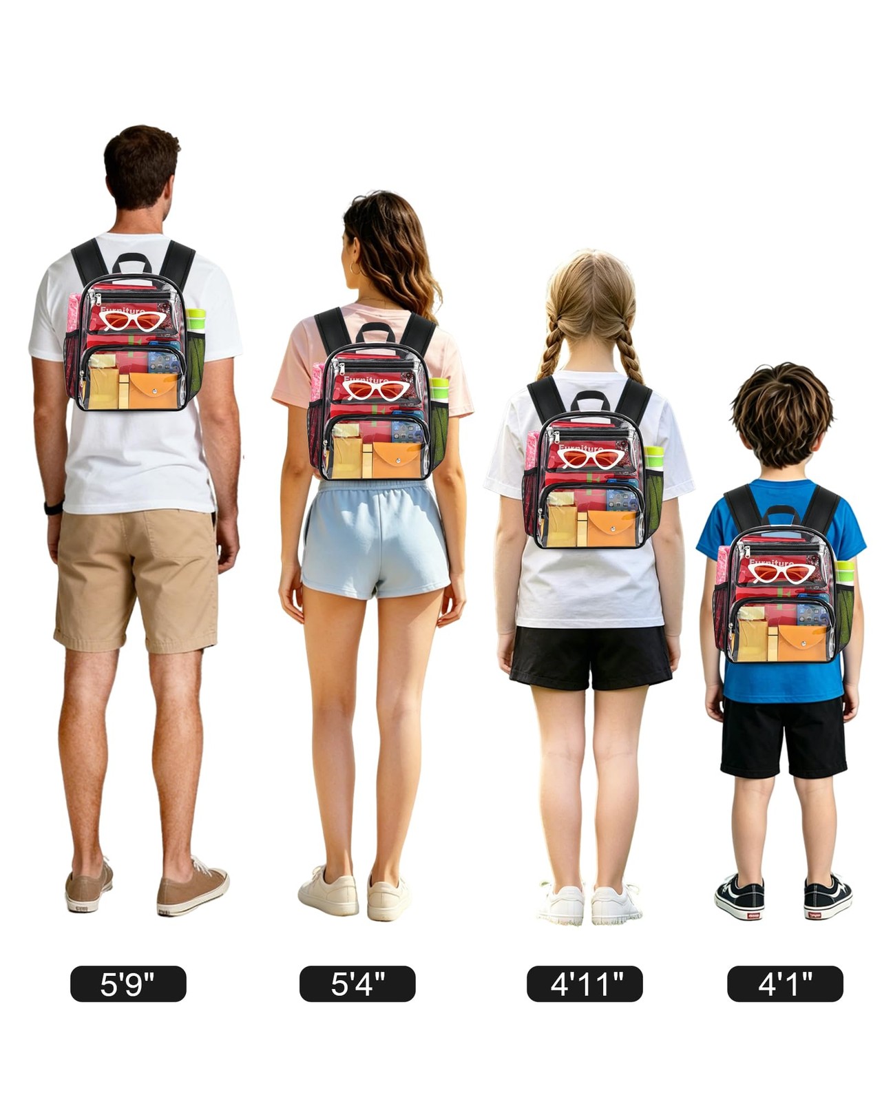 Clear Backpack for Stadium Events, 12x10x6 Inches Stadium Approved