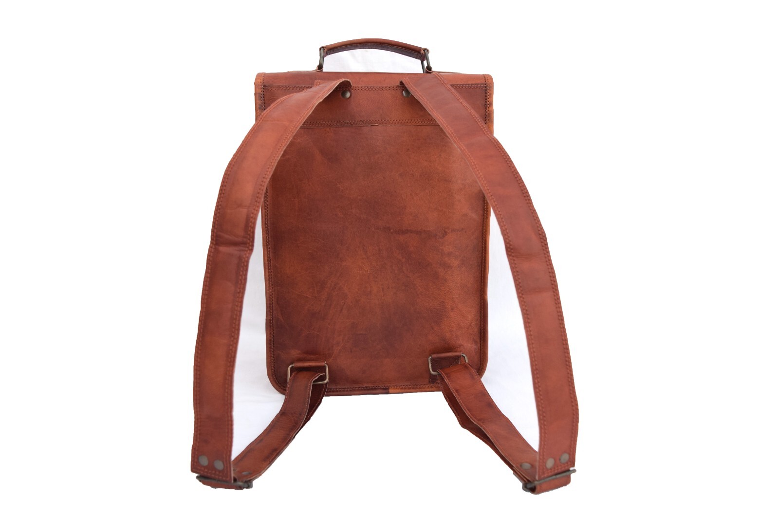 14 In Real Leather Backpack Shoulder Bag Laptop Rucksack Office School Handbags