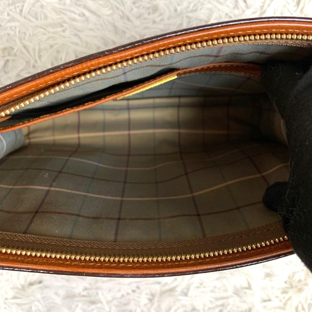Authentic Burberry Leather Clutch Bag Brown 18cm x 25cm with Strap, Slight Wear