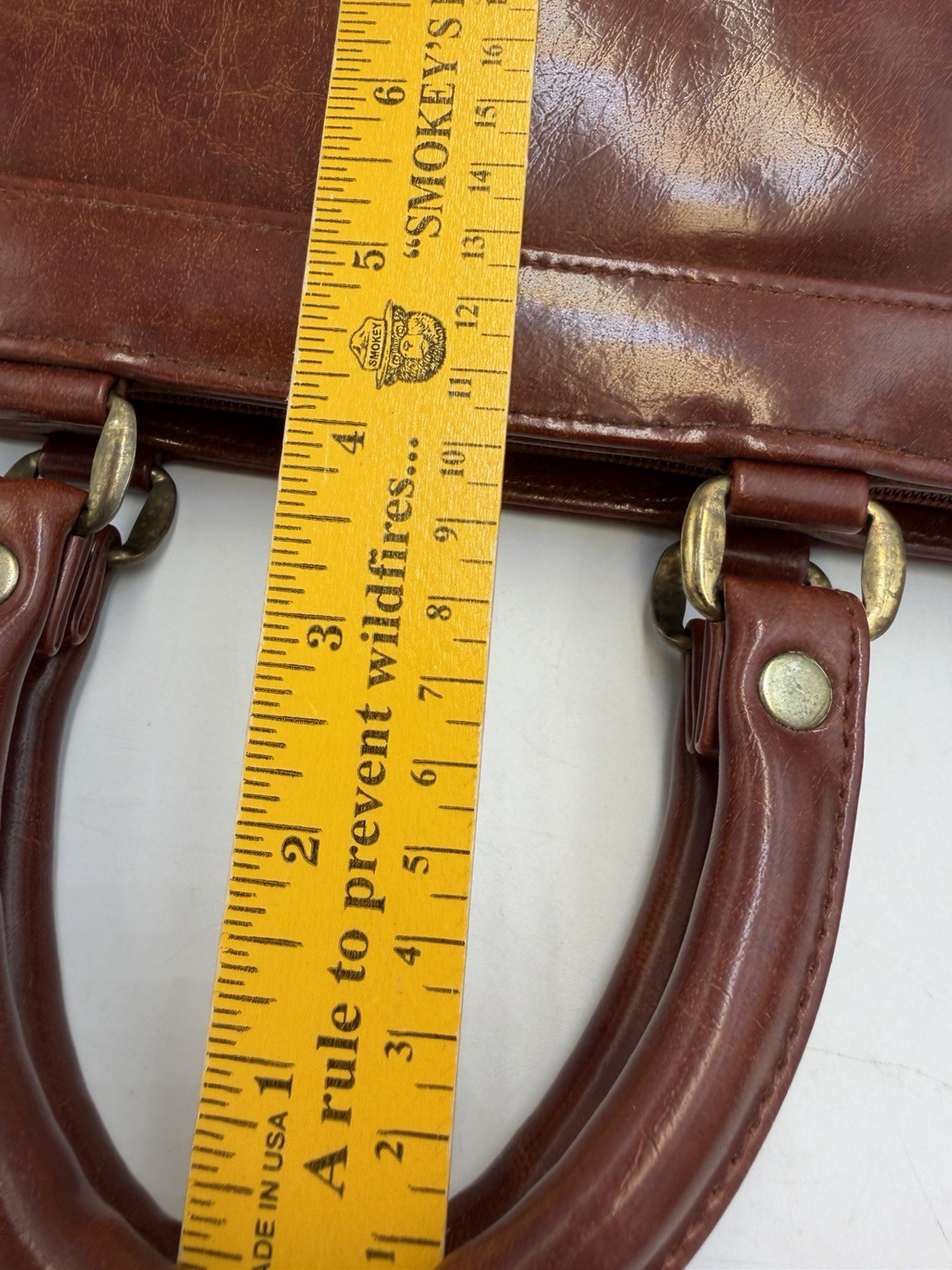Brown Vintage Jackson Leather Briefcase Bag Double Top Handles