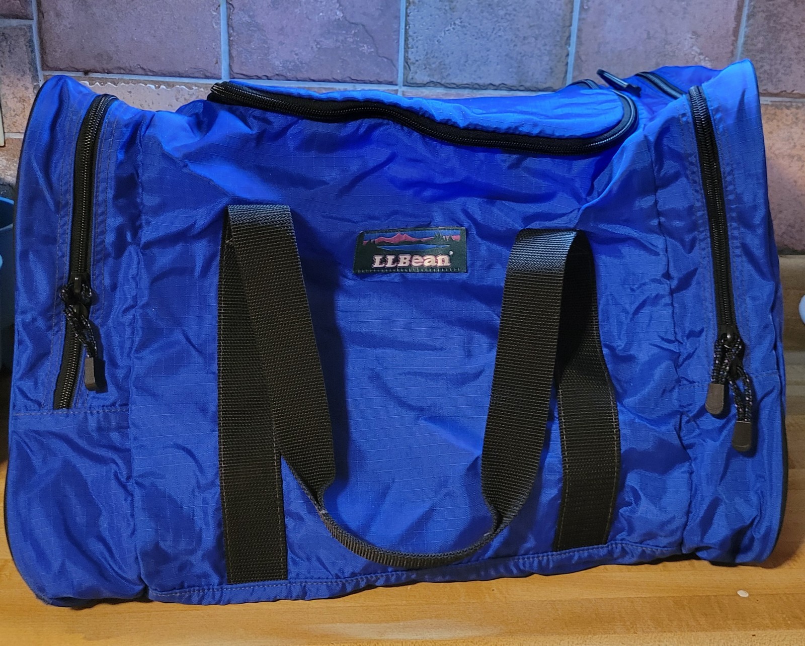 Vintage L.L. Bean X-Large Blue Fabric Zip Around Outdoor Adventure Duffle Bag