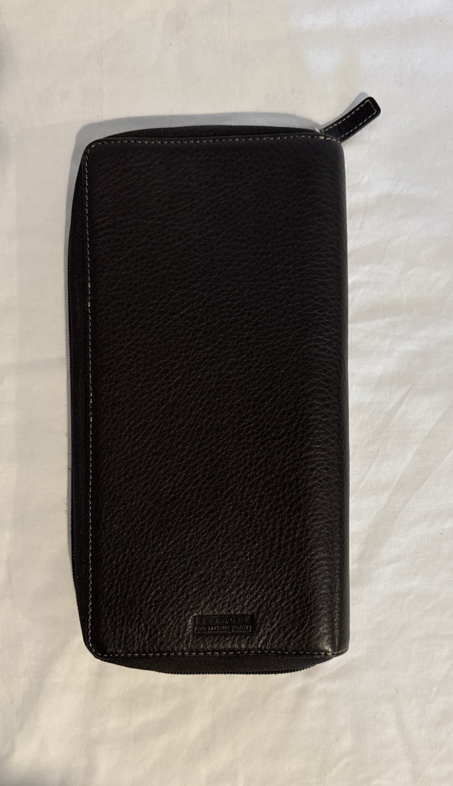 Levenger Zip-Around Black Premium Pebbled Leather Wallet Organizer Quality Lux