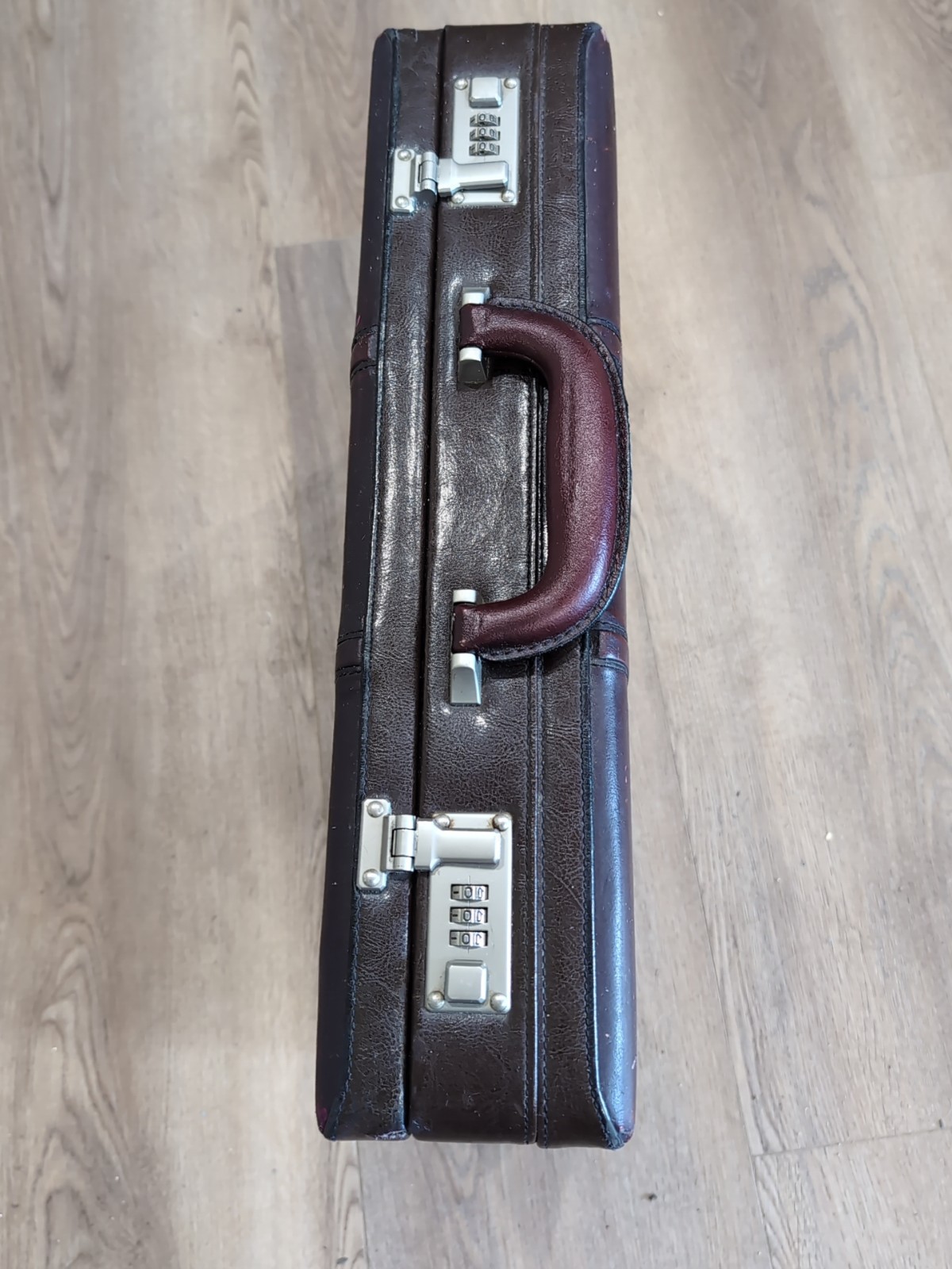 Top Grain Leather Combination Lock Briefcase- Burgundy