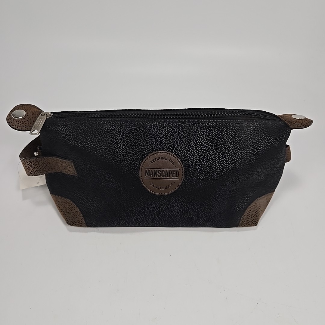 Manscaped Mens The Shed Zip Top Travel Storage Bag Black Brown NWT