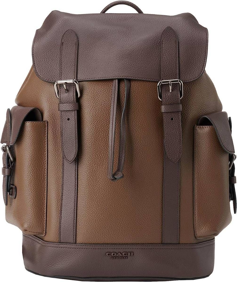Coach Outlet Hudson Genuine Leather Backpack, A4 Compatible, Brown, Men’s,