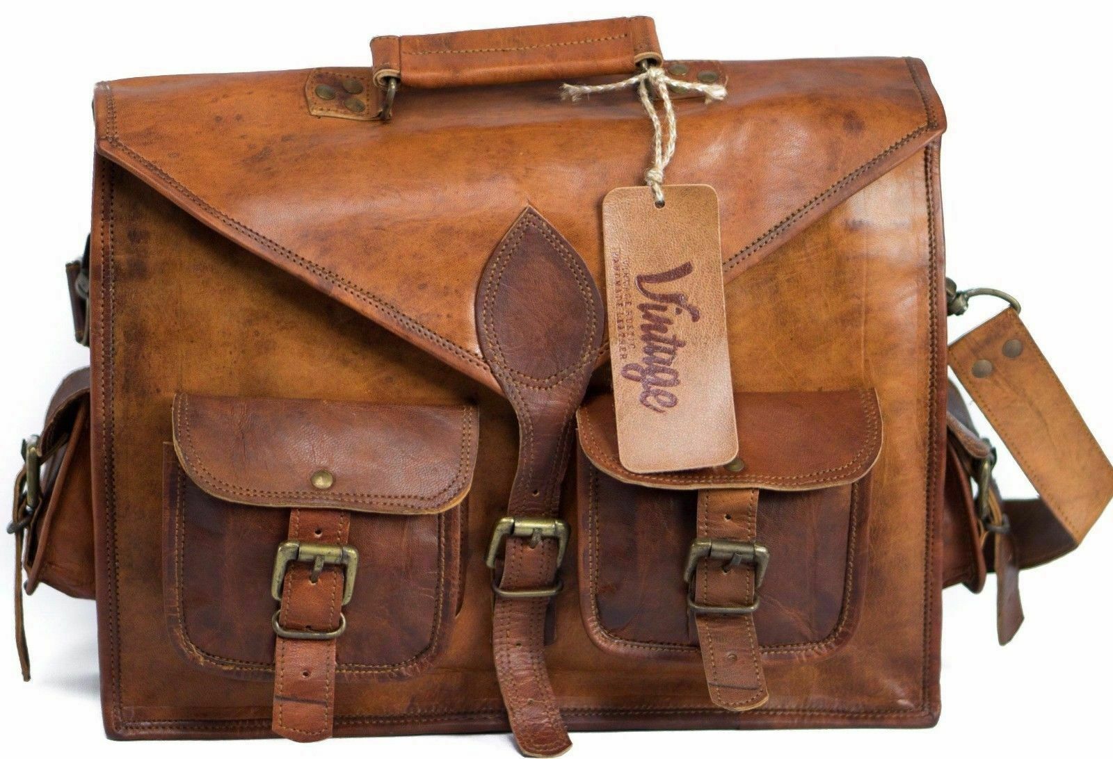 18 Inch Handbag Men’s Leather Vintage Best Computer Laptop Messenger Bag Satchel