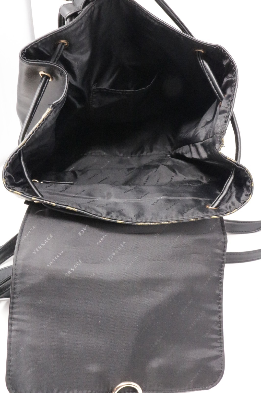 Versace Parfums Backpack Bag Faux Leather Barocco Large Graphic Print