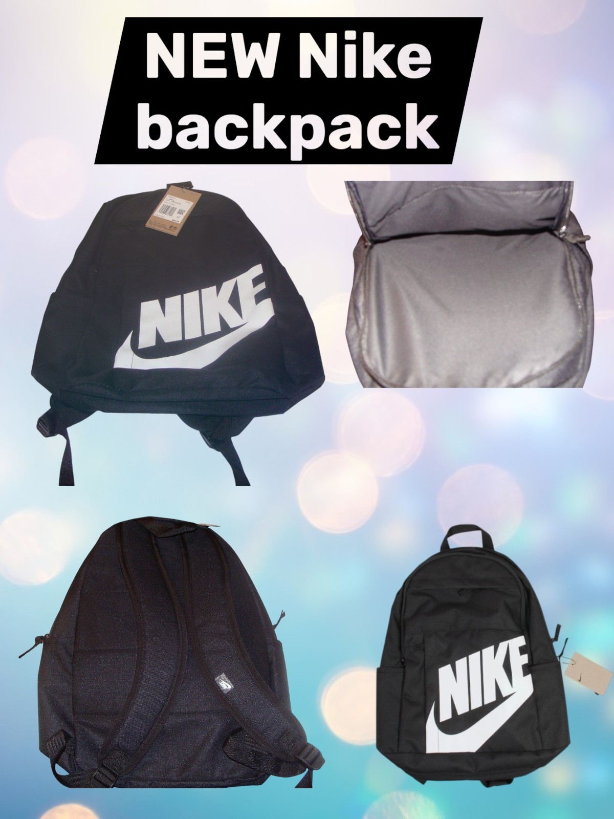 NIKE BLACK Backpack Simple for School Sports bag