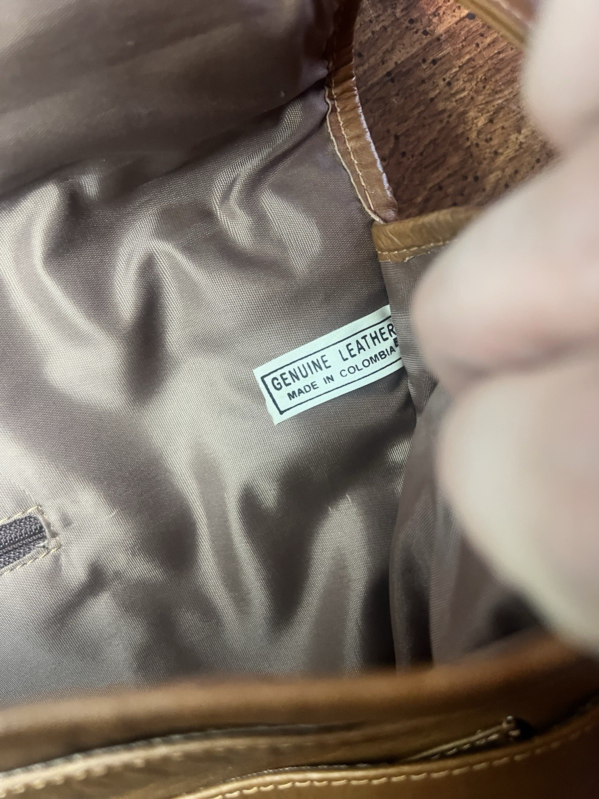Caramel brown Genuine Columbia Leather Shoulder Laptop Satchel Bag. Satin Lining