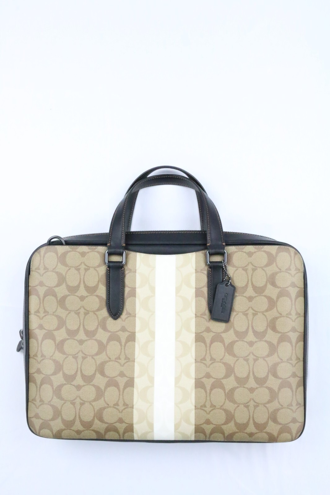 Coach CQ036 Graham Slim Brief In Blocked Signature Canvas KHAKI Varsity Stripe