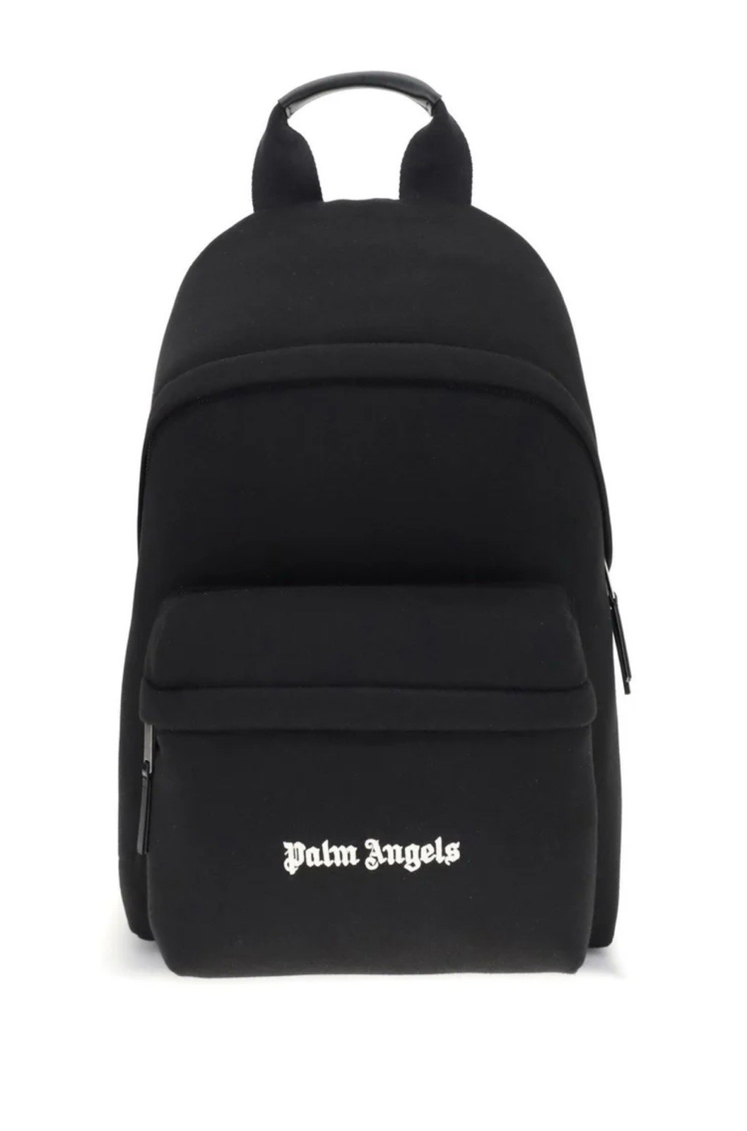 Authentic Palm Angels Men’s Black Logo-embroidered Satin Shoulder Backpack Bag