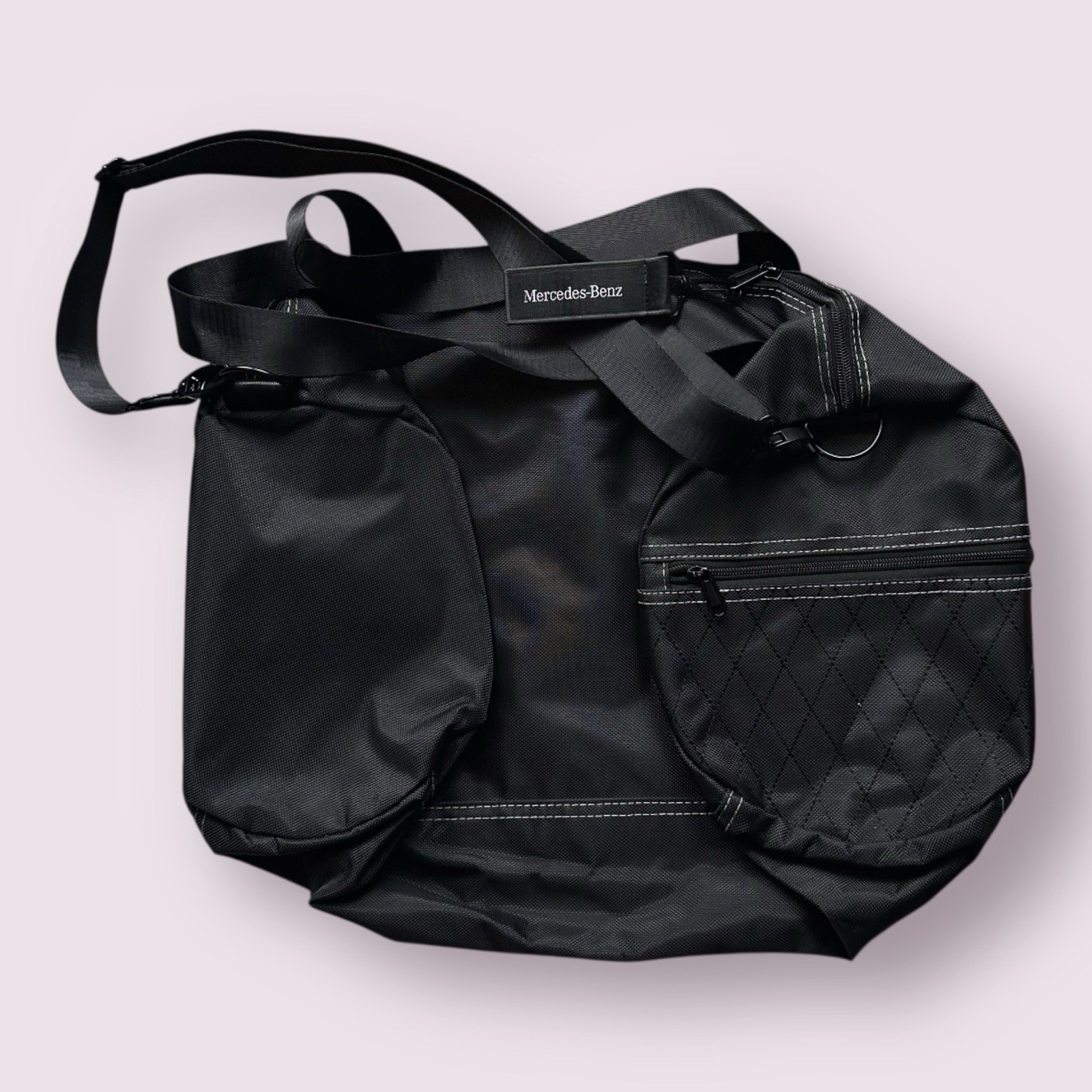 Mercedes-Benz Duffle Gym Bag Overnight Black Zip Up Sz Medium Racing F1