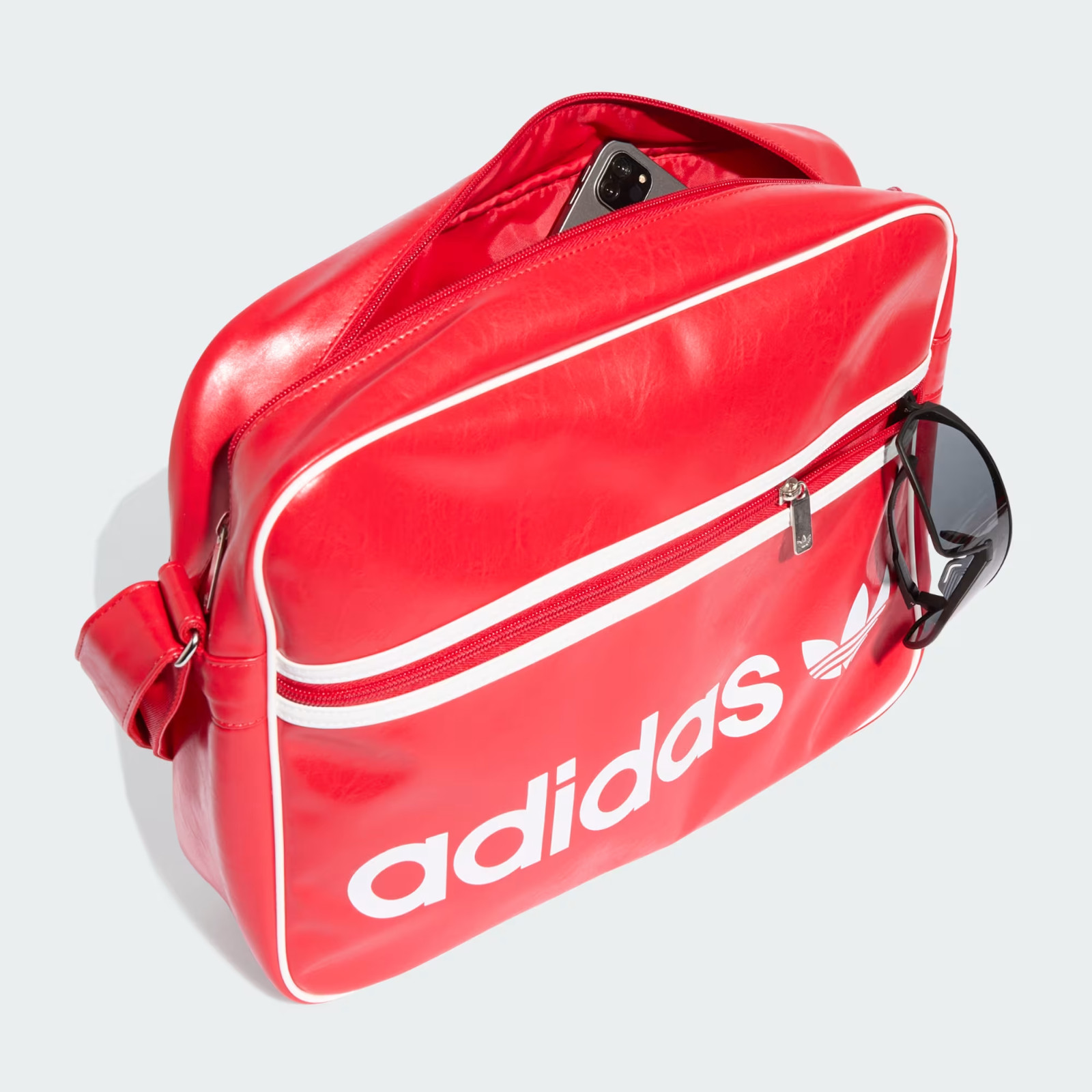 Adidas Unisex OG Airliner Red/White Logo Shoulder Messager Bag 4″X15.25″X11.75″