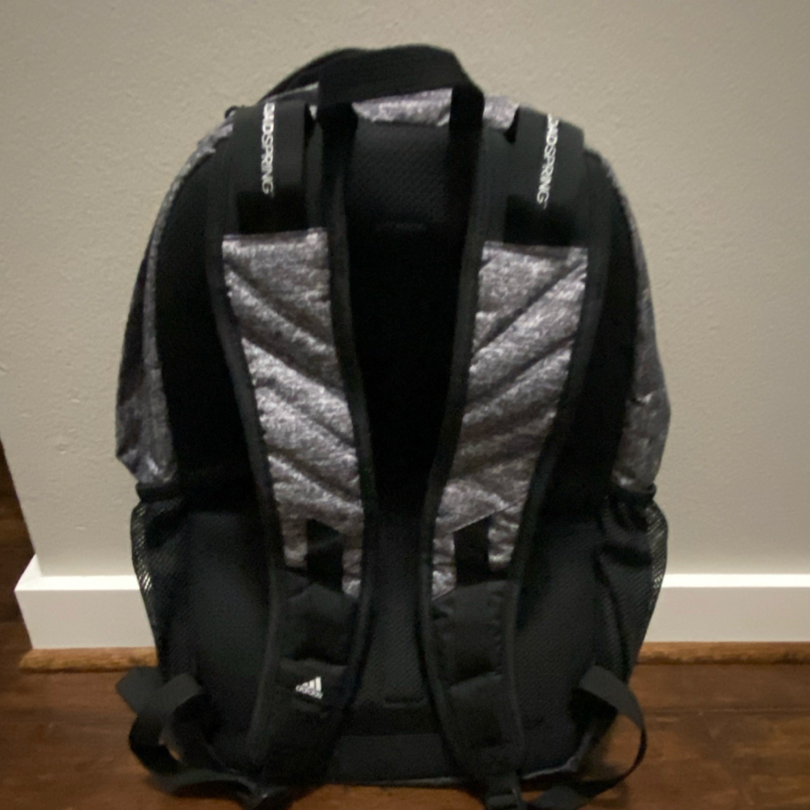 adidas Gray/Black Heathered Backpack Zip Closure Pockets Adjustable Straps