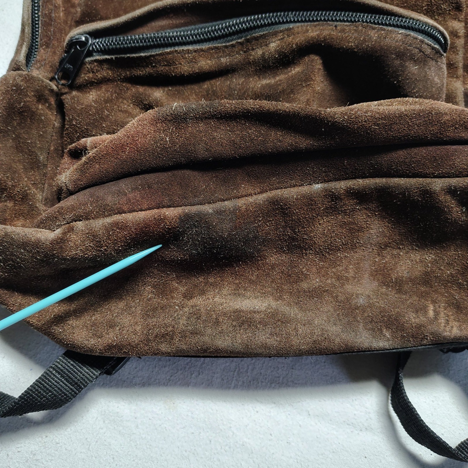 High Sierra Mens Small Backpack OS Brown Suede Leather Vintage Gorpcore Rugged