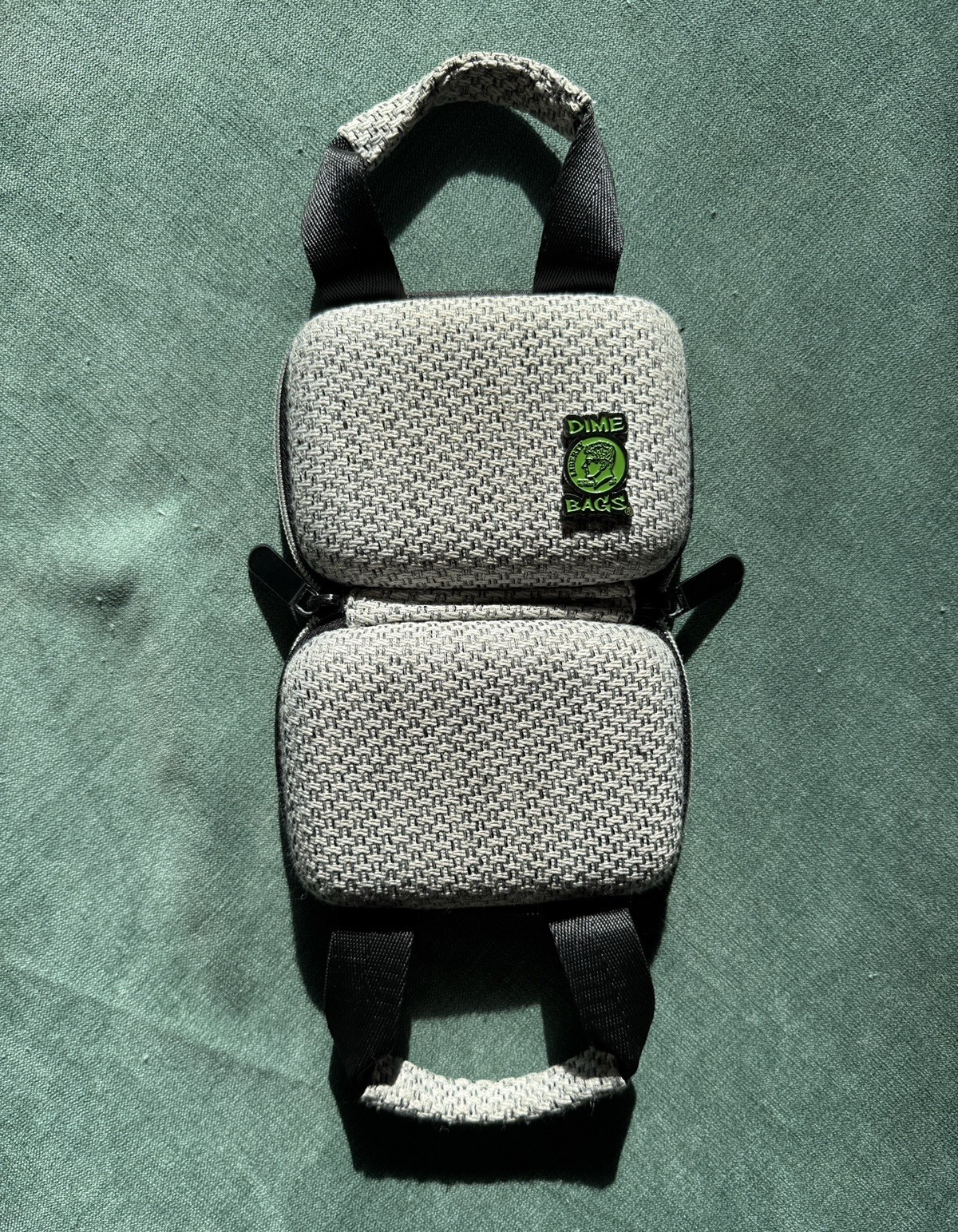 Dime Bags Small Gray/Black Solid Pouch Zip Carry Case with Top Handle