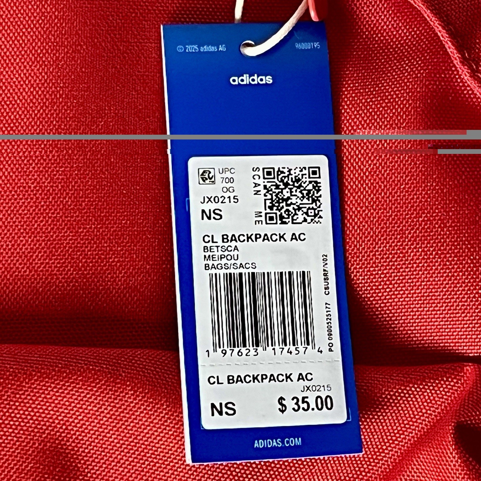 Adidas Adicolor Classic Backpack Red School Bag New With Tags NWT