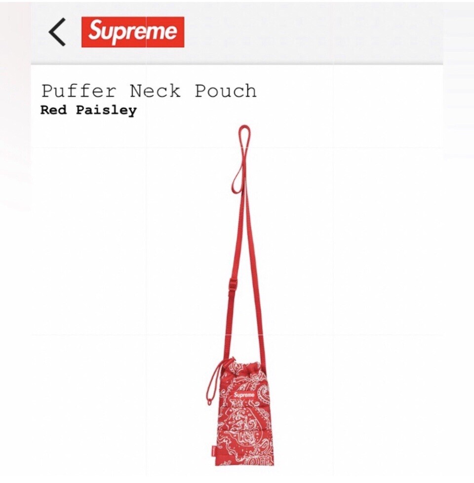 NEW Supreme Puffer Neck Pouch. 100% Guarenteed Authentic Red, adjustable strap
