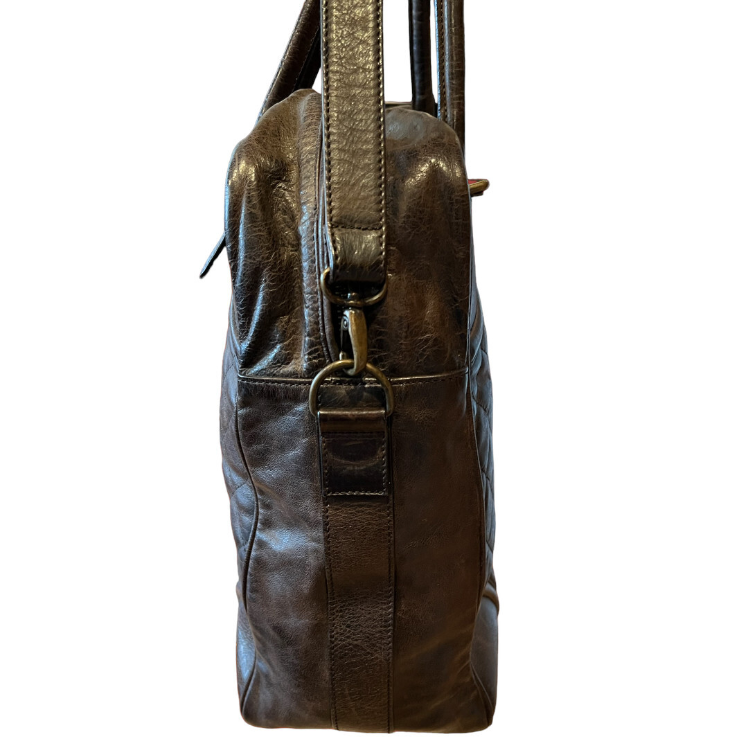 Authentic Belstaff MEN’S LARGE SQUARE Blackbrown Leather Shoulder Bag Rare