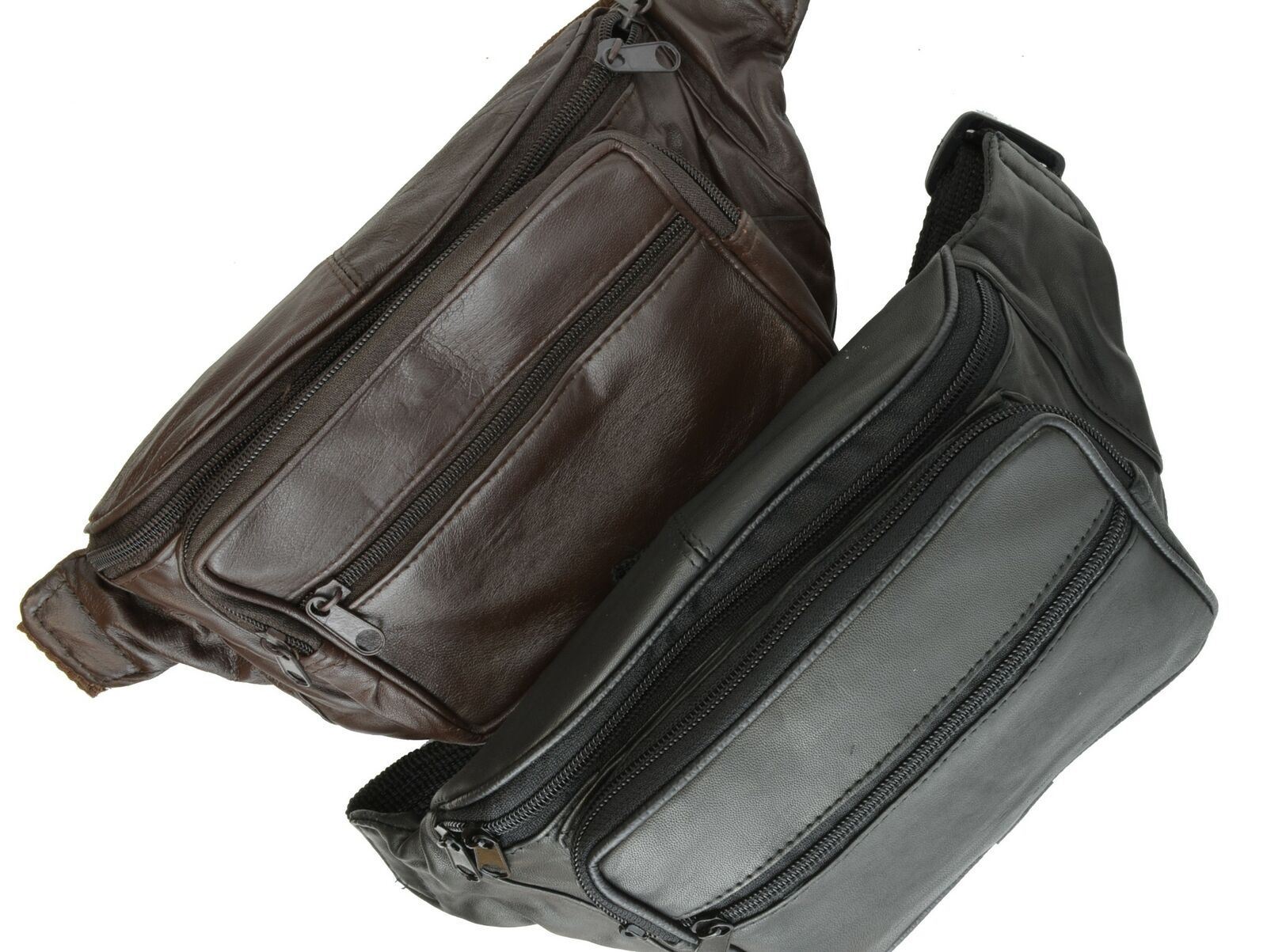 Brown Leather Waist Fanny Pack Belt Bag Pouch Travel Hip Purse Men Women 005