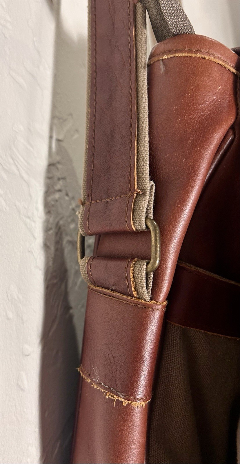 Converse Messenger Bag Brown Leather Canvas Crossbody Satchel Vintage Style RARE