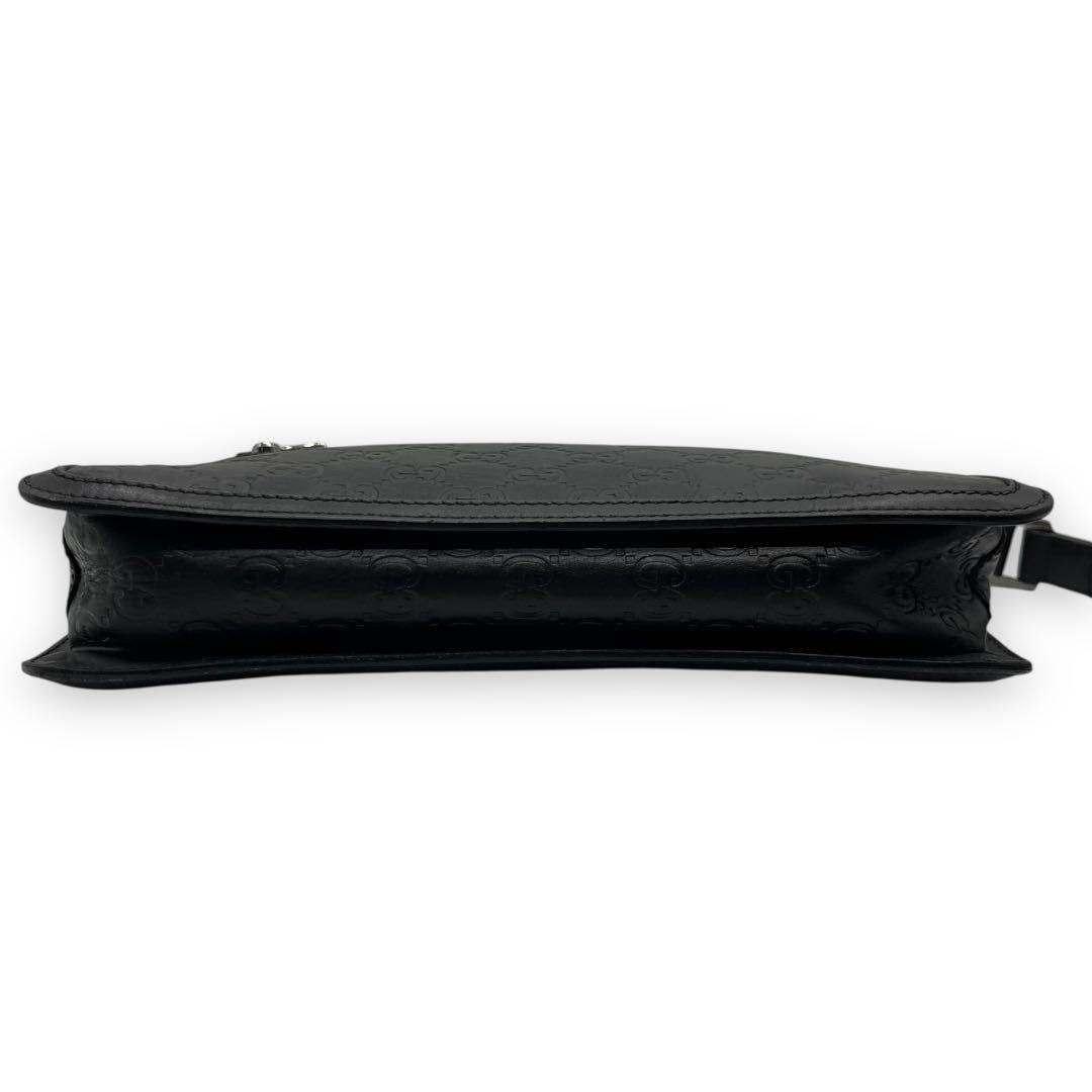 GUCCI Guccissima Black Men’s Second Bag Clutch Bag Leather Used