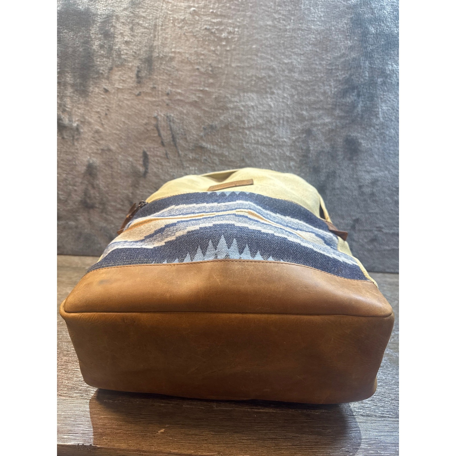 Pendleton Sante Fe Wool/Canvas/Leather Backpack Tan/Blue Native/Western/Aztec