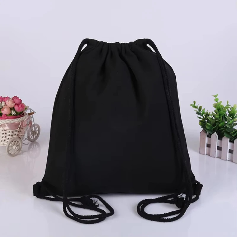 Canvas Bag Shoulders Drawstring Bundle Pockets Shopping Student Backpack Bag Cot