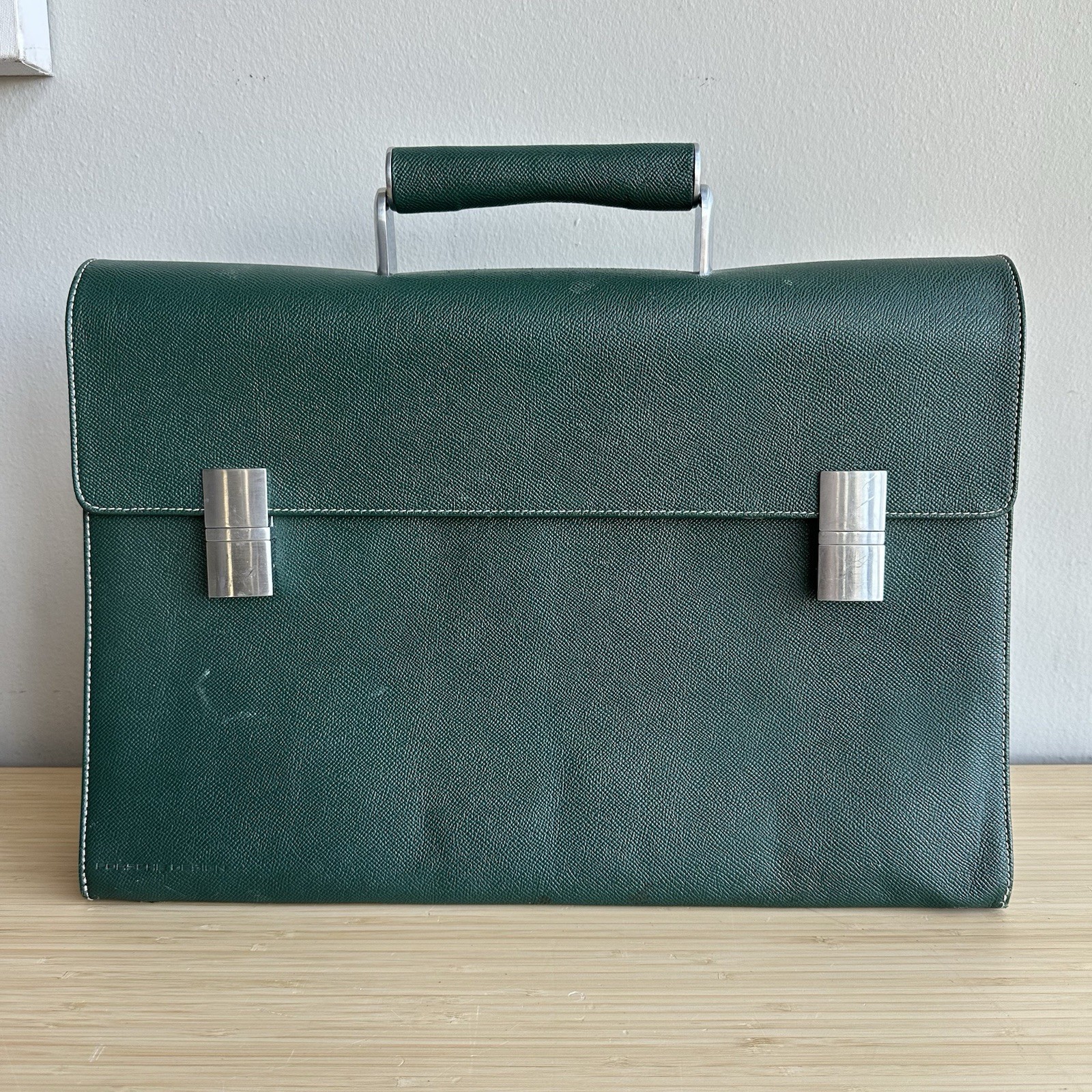 Porsche Design Green Leather Briefcase / Document Carrier