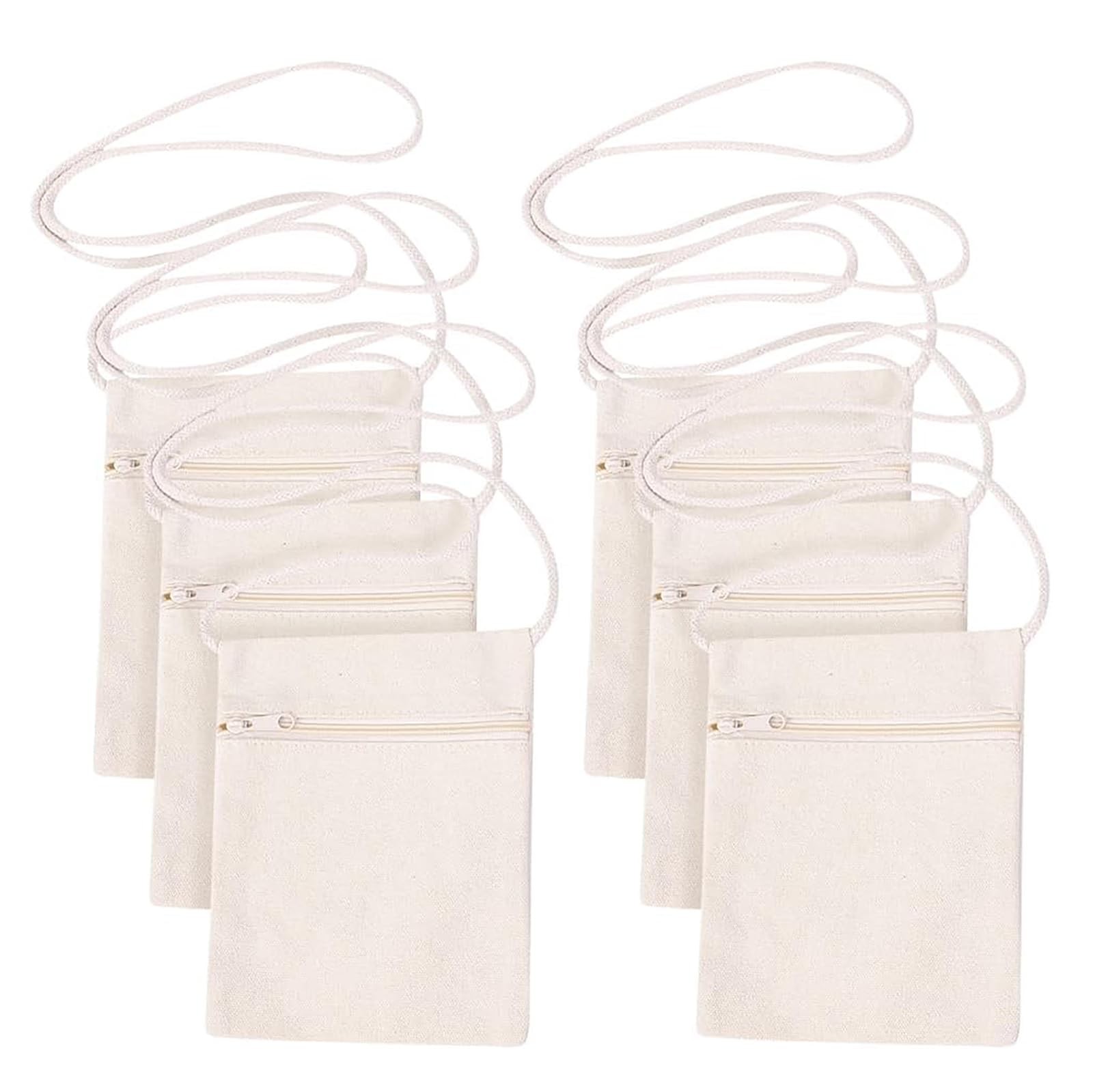 6Pcs 13x17cm Blank Canvas Crossbody Bag,Bulk Mini Zipper Shoulder Bags,Cloth …