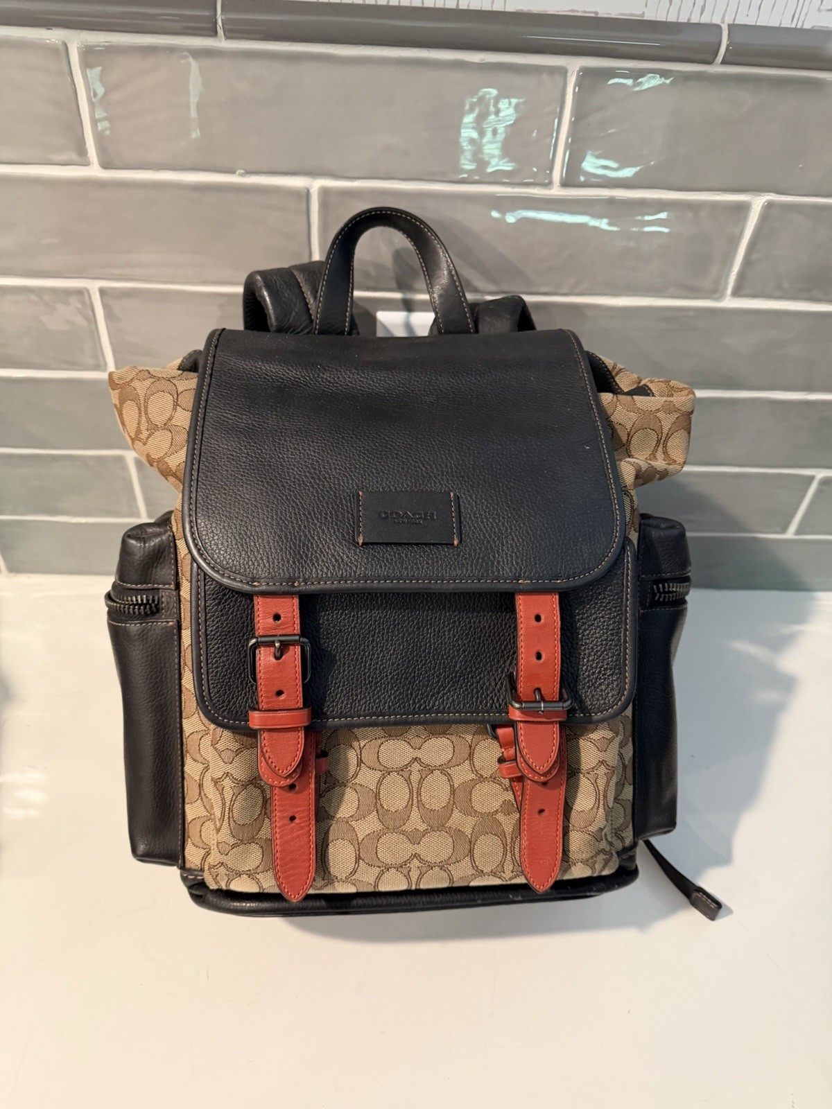 Coach Men’s Sprint Backpack In Signature Jacquard Canvas/Leather CT016 $750