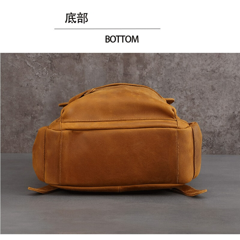 Men’s Leather Retro Large Capacity Backpack Casual Travel Bag Computer Bag