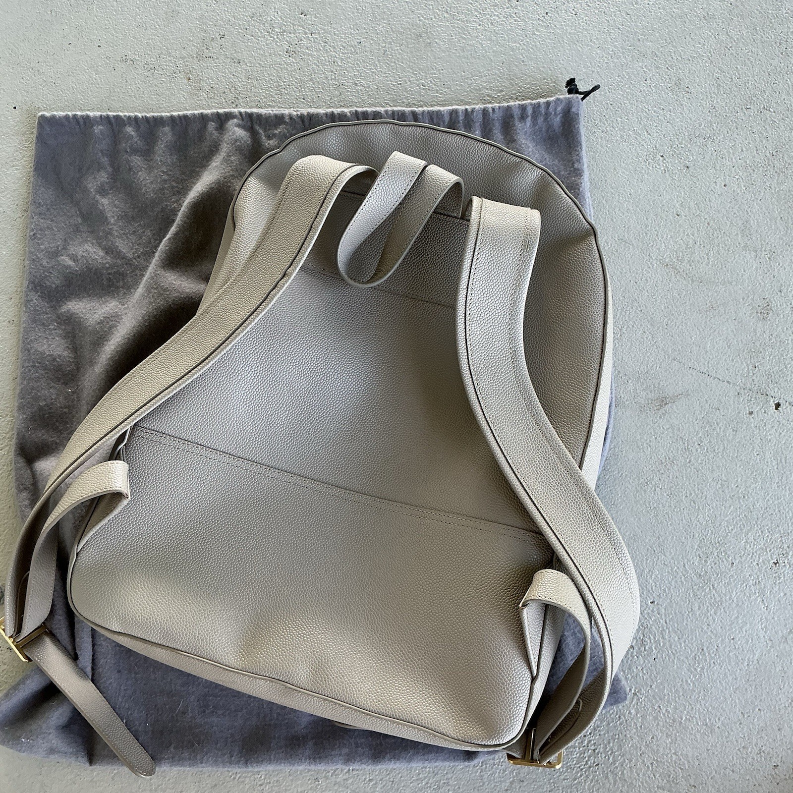 Thom Browne Gray/White Striped Zip Backpack Gold Hardware Dust Bag Pockets