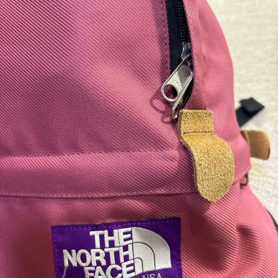 The North Face Pink Canvas Suede Backpack 34x42cm Used Japan