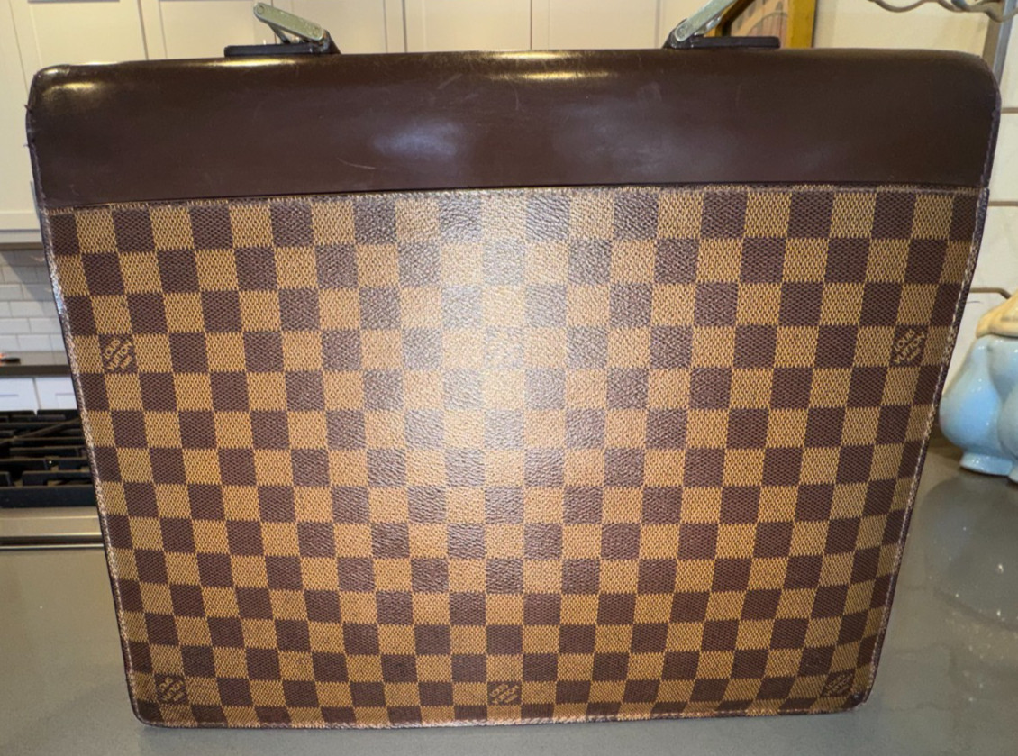 Louis Vuitton Damier Ebene Brown Leather Briefcase Vintage