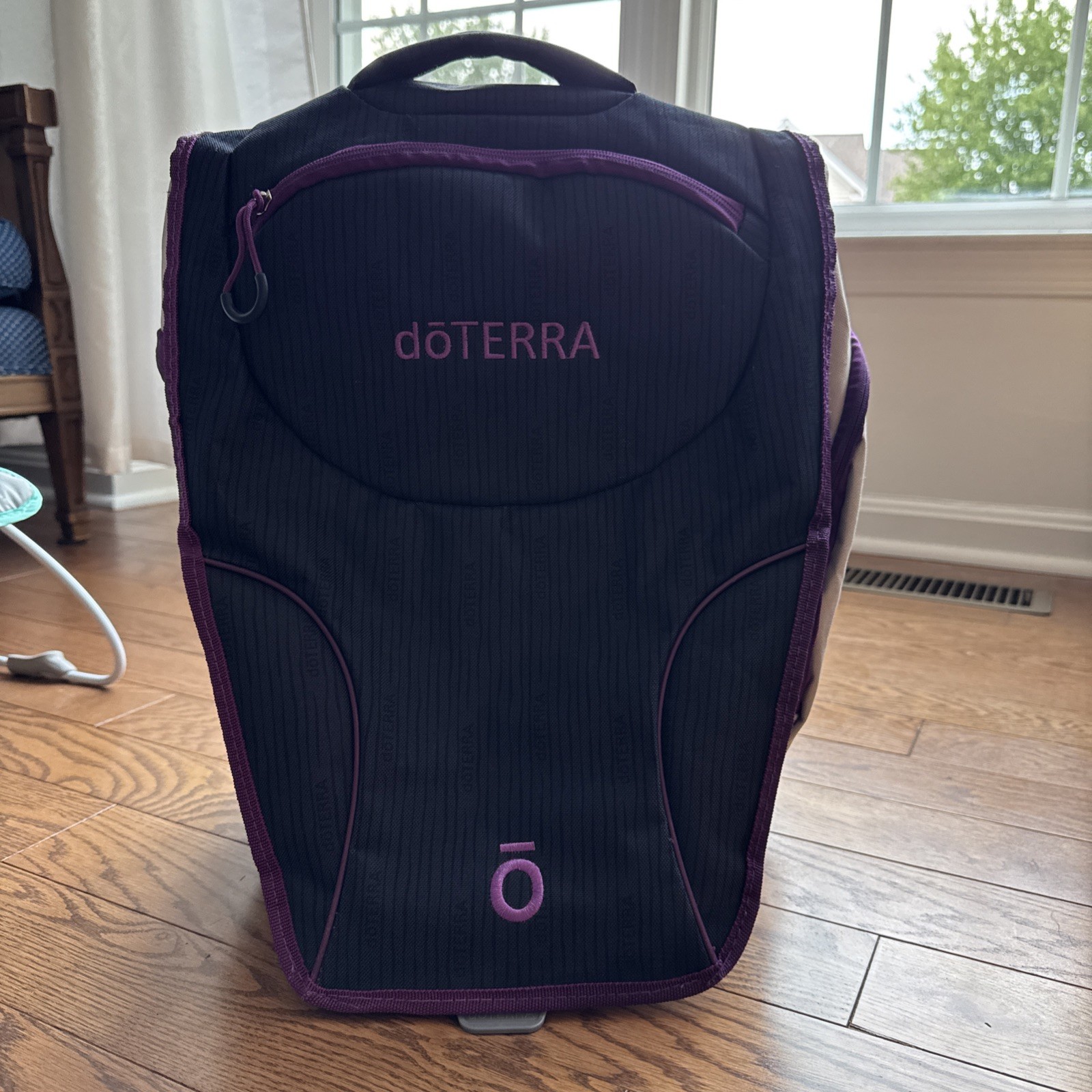 Doterra Backpack Gray Purple White Adjustable Straps Zippered Pockets Rare Large