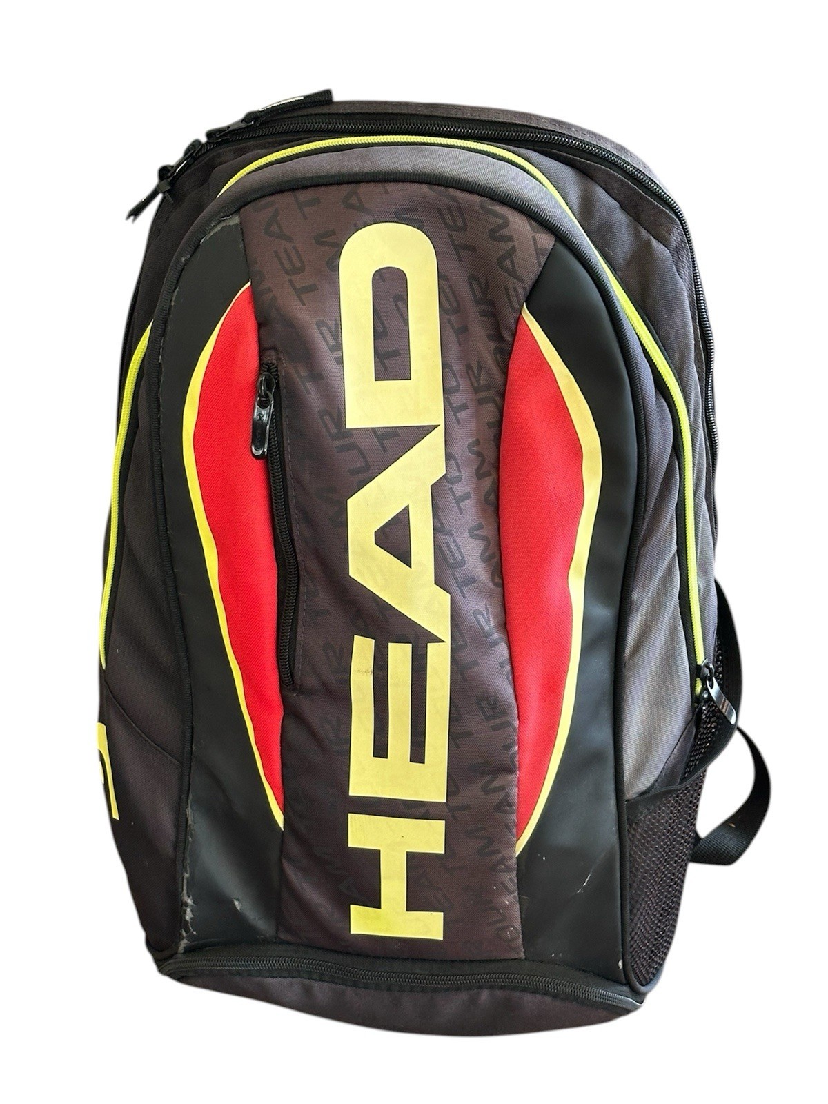 Head Tennis Backpack Black Yellow Red w Padded Straps and Dual-Zipper