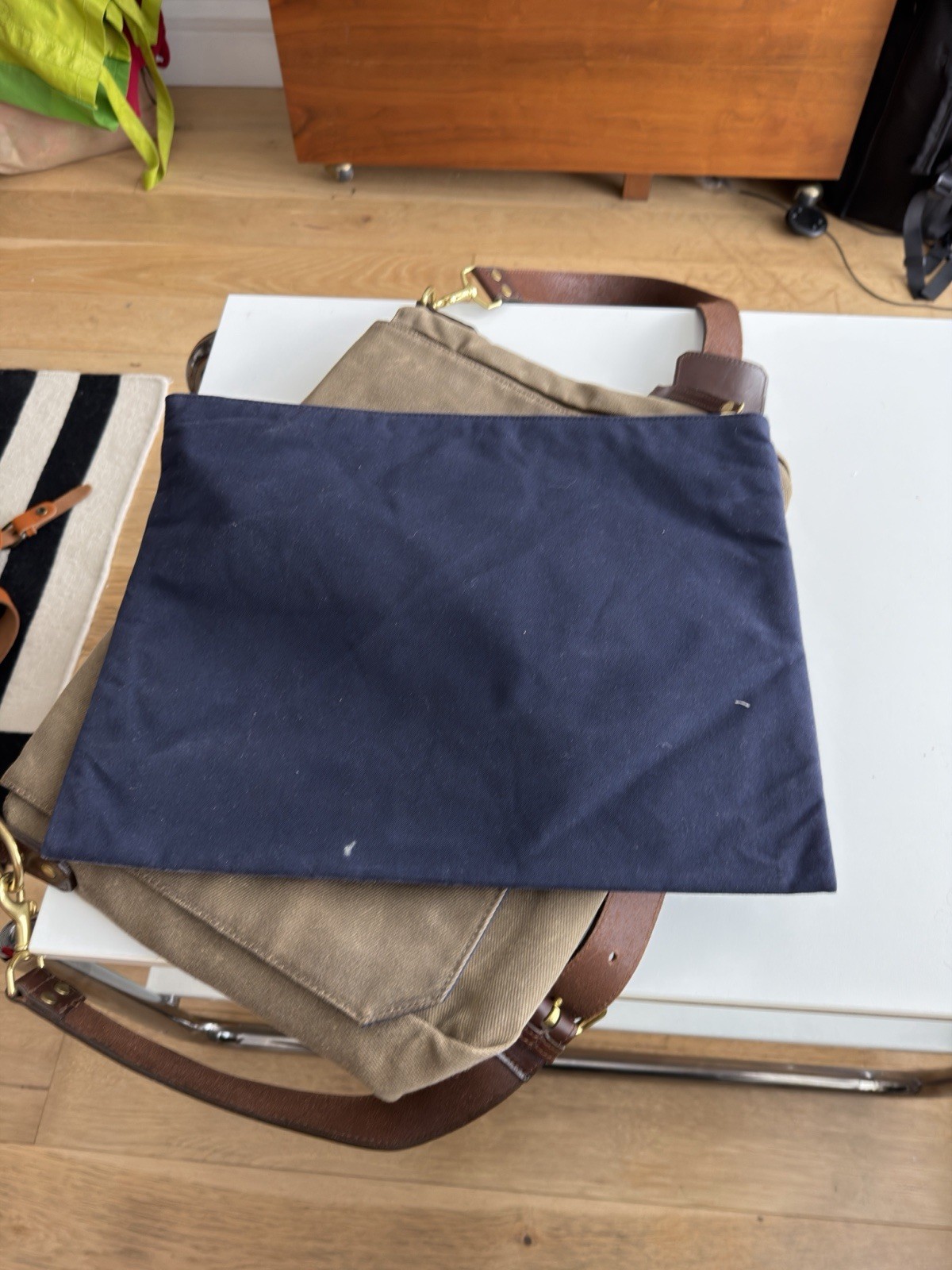 Ernest Alexander Walker Messenger Bag Tobacco Wax Twill Canvas Laptop Brief USA
