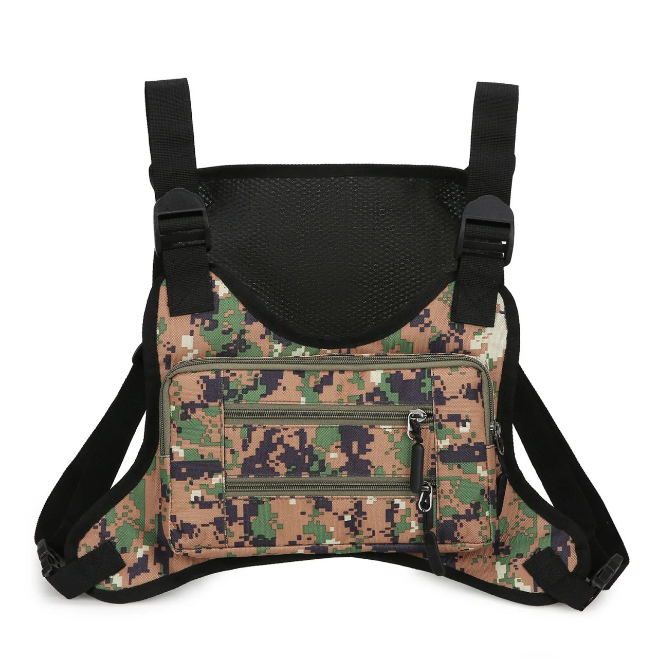 Multi Purpose Tactical Chest Pack Outdoor Men Cycling Vest Bag Digital Camo Spor