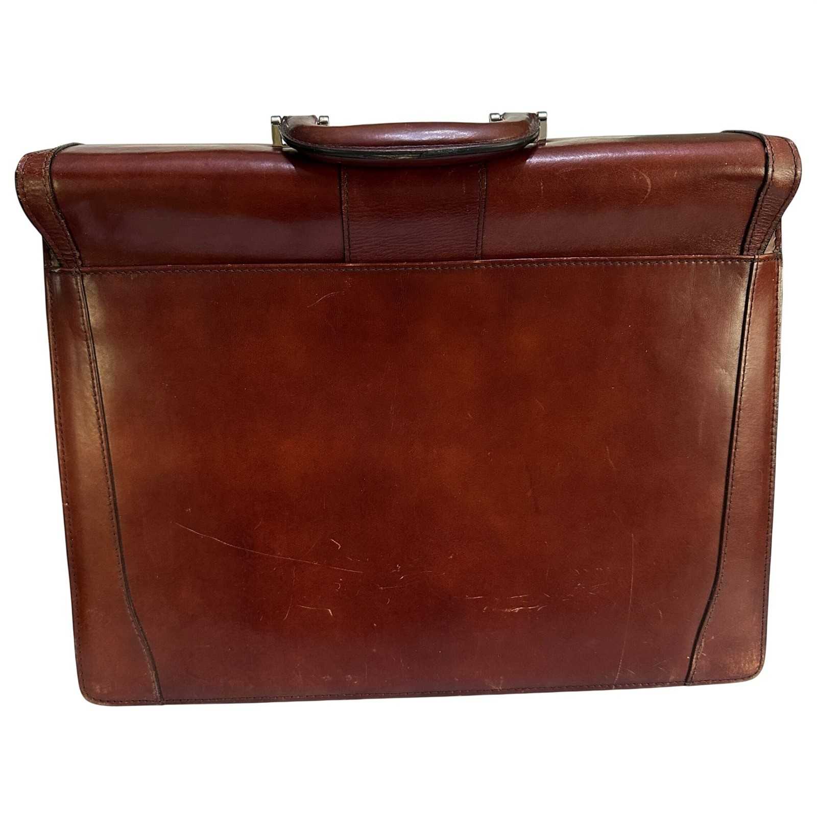 Bosca Old Leather Flap Over Briefcase Attache Doctors Lawyer Messenger Bag W/Key