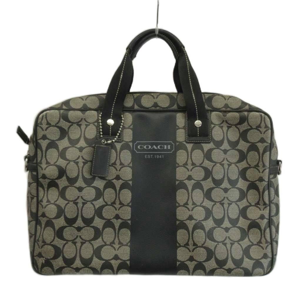 Coach Business Bag Briefcase PVC Leather Black 10×4.5in Used B